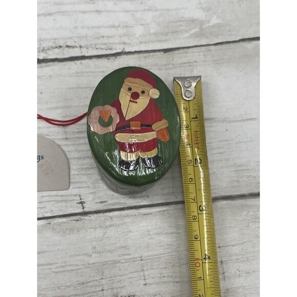 Vintage WheatStraw SANTA CHRISTMAS BOX Ornament Handcrafted Art Decor - Picture 4 of 9